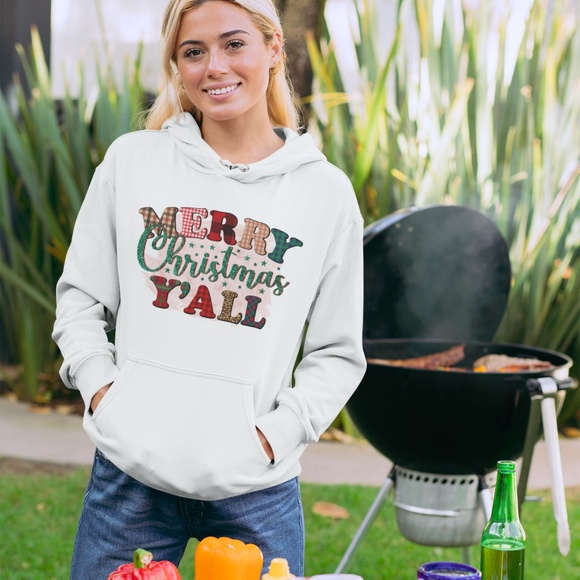 MERRY CHRISTMAS Y'ALL: UNISEX CUSTOM HOODIE - Picture 3 of 5